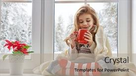  Presentation with hot and cold coffee cup - Slide set featuring a cup of hot background and a mint green colored foreground