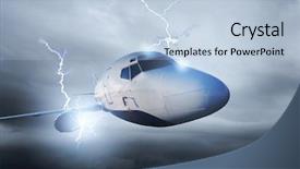  Presentation with strikes - Amazing PPT layouts having weather catastrophe - lightning strikes a plane backdrop and a  colored foreground