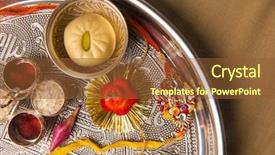  Presentation with band - Slide set with a decorative pooja thali background and a tawny brown colored foreground