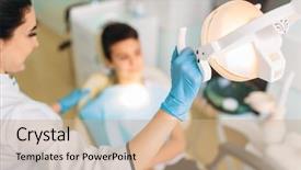  Presentation with pediatric dentistry - PPT theme consisting of a dental clinic pediatric background and a coral colored foreground