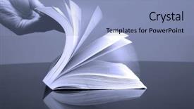  Presentation with flip book - Presentation theme having a desk with pages background and a light blue colored foreground