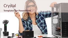  Presentation with desktop - Cool new slides with a disassembled desktop computer backdrop and a lemonade colored foreground