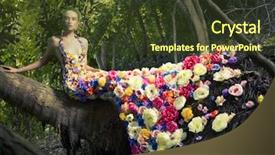  Presentation with lady - Amazing PPT theme having a dress of flower backdrop and a tawny brown colored foreground