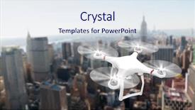  Presentation with new york - Beautiful PPT theme featuring a drone against new backdrop and a sky blue colored foreground