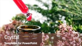  Presentation with essence - PPT theme featuring a dropper with flower background and a tawny brown colored foreground