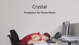  Presentation with worker - Presentation design featuring a female office worker background and a light gray colored foreground