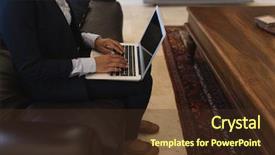  Presentation with global laptop - Colorful PPT theme enhanced with a female real estate backdrop and a tawny brown colored foreground