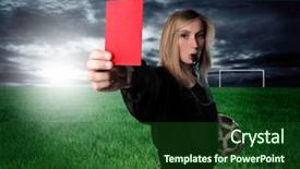  Presentation with referee - Presentation with football referees - portrait of a female soccer background and a forest green colored foreground