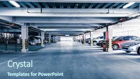  Presentation with car parking - PPT theme featuring a few parked car background and a ocean colored foreground