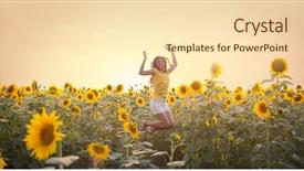  Presentation with sunflowers - Beautiful slide deck featuring a field of sunflowers backdrop and a lemonade colored foreground