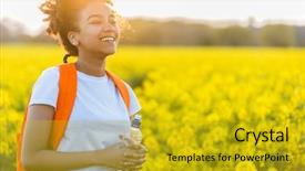  Presentation with african american teenager girl - Beautiful slide deck featuring a field of yellow backdrop and a gold colored foreground