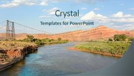  Presentation with suspension bridge - Slides having a fire in 2008 background and a sky blue colored foreground