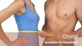  Presentation with measuring - Cool new slides with a fit young man backdrop and a coral colored foreground