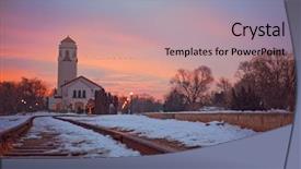  Presentation with geese flying - Audience pleasing PPT theme consisting of a flock of geese backdrop and a coral colored foreground