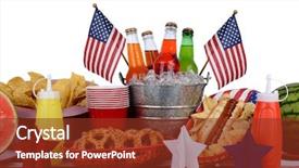  Presentation with picnic table and food - Presentation theme with a fourth of july background and a tawny brown colored foreground
