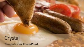  Presentation with egg - PPT theme featuring a full english breakfast background and a coral colored foreground
