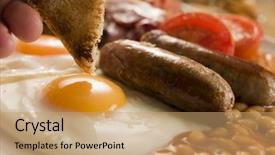  Presentation with egg - Slide deck consisting of a full english breakfast background and a coral colored foreground