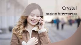  Presentation with conference phone calls - Colorful slide set enhanced with a fur jacket call backdrop and a light gray colored foreground