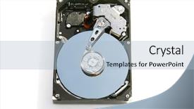  Presentation with fun work - Presentation theme having a genuine computer hard background and a light blue colored foreground