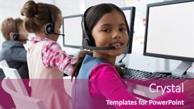  Presentation with customer complaints - Slide deck featuring a girl as customer background and a violet colored foreground