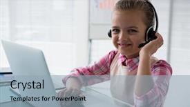  Presentation with customer complaints - Presentation theme having a girl as customer background and a light blue colored foreground