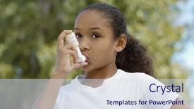  Presentation with asthma - Presentation design having a girl using asthma background and a sky blue colored foreground