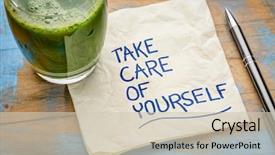  Presentation with take - PPT theme featuring a glass of green background and a soft green colored foreground