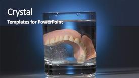  Presentation with water glass - Presentation theme consisting of a glass of water background and a ocean colored foreground