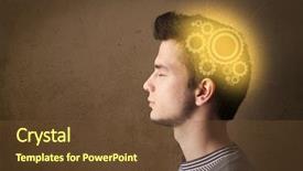  Presentation with machine - Cool new PPT theme with a glowing machine head backdrop and a tawny brown colored foreground