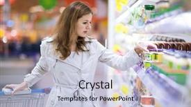  Presentation with leafy produce fruit dairy - Slide set with shopping for fruits and vegetables background and a light blue colored foreground