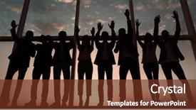  Presentation with business people silhouette - PPT layouts featuring a group of business background and a tawny brown colored foreground