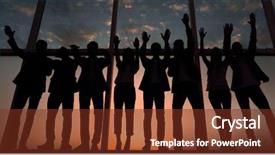  Presentation with business people silhouette - Beautiful PPT layouts featuring a group of business backdrop and a tawny brown colored foreground