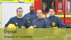  Presentation with firefighters - Beautiful presentation featuring a group of fire backdrop and a yellow colored foreground