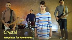 Presentation with singer - Audience pleasing PPT theme consisting of a group of music backdrop and a tawny brown colored foreground