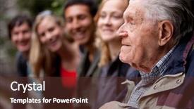  Presentation with elderly people arts and crafts - Theme with a group of young background and a tawny brown colored foreground