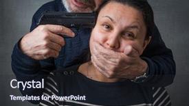  Presentation with man and woman - Audience pleasing presentation design consisting of a gun at woman backdrop and a wine colored foreground