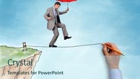  Presentation with cliff - Cool new PPT theme with a hand drawn tightrope backdrop and a sky blue colored foreground