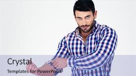  Presentation with roll - Audience pleasing slide set consisting of a handsome man roll backdrop and a  colored foreground