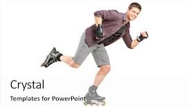  Presentation with roller skating - Slides with a handsome man roller background and a white colored foreground