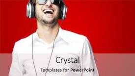  Presentation with music headphones - Theme having a handsome young man background and a lemonade colored foreground