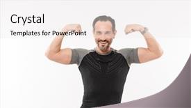  Presentation with flexing - Beautiful PPT layouts featuring a happy mature sportsman backdrop and a white colored foreground