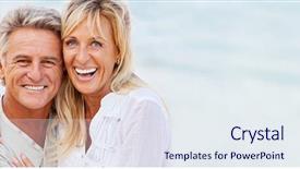  Presentation with old couple - Colorful PPT theme enhanced with a happy romantic couple backdrop and a sky blue colored foreground