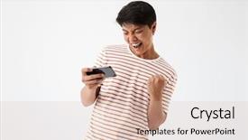  Presentation with mobile games - Presentation design enhanced with a happy young asia background and a lemonade colored foreground