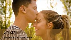  Presentation with couple kiss - Beautiful PPT theme featuring a happy young couple backdrop and a gold colored foreground