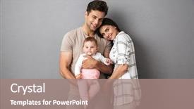  Presentation with happy baby - Cool new theme with a happy young family backdrop and a coral colored foreground