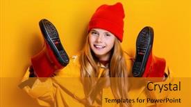  Presentation with kids fashion - Presentation featuring a hat holding rubber background and a gold colored foreground