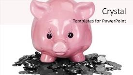  Presentation with piggy bank is evil - Slide deck featuring a heap of coins background and a lemonade colored foreground