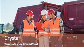  Presentation with vehicles - Theme with a heavy transport freight background and a coral colored foreground