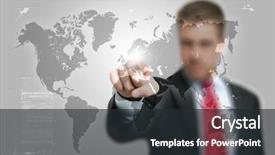  Presentation with world vision - Presentation theme with a hi-tech world background and a dark gray colored foreground