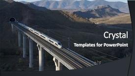  Presentation with high speed railway - PPT theme consisting of railway bridge - view of a high-speed train background and a tawny brown colored foreground